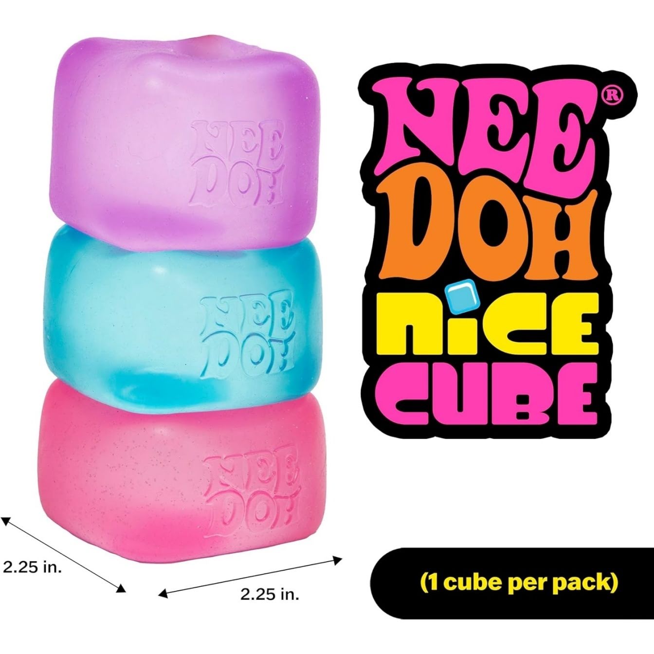 NeeDoh Nice Cube – Solid Squish – 2.25" Cube
