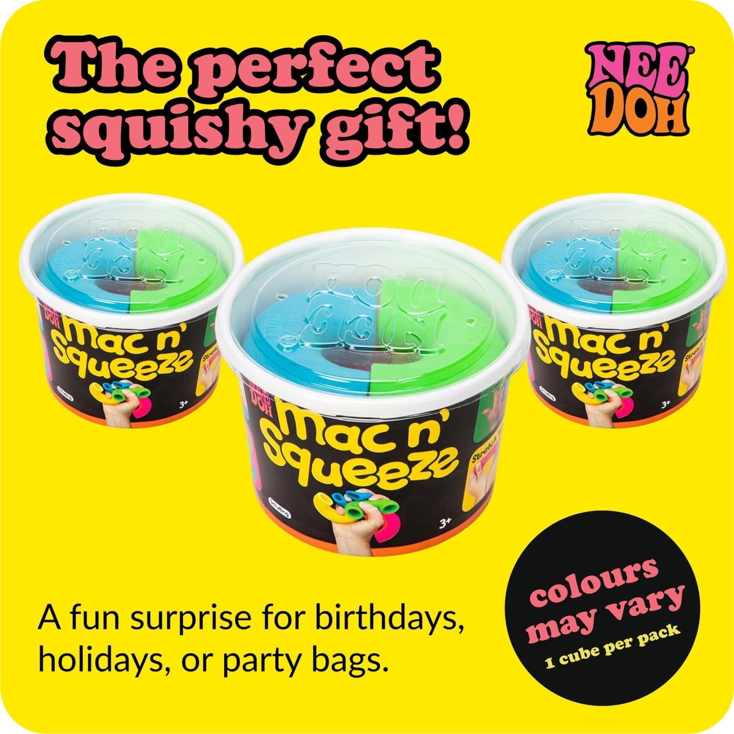 NeeDoh Mac 'N' Squeeze – 4 Squishy Noodles – Assorted