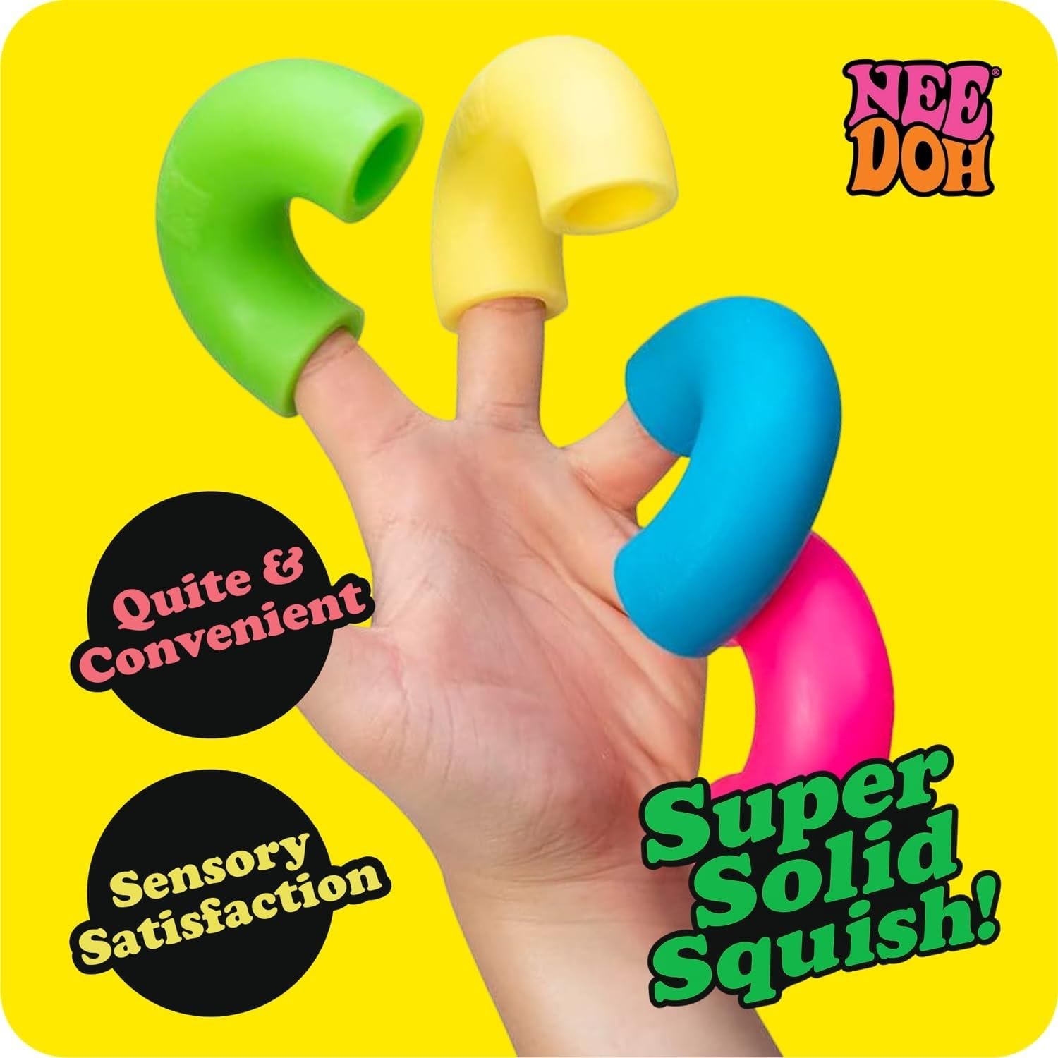 NeeDoh Mac 'N' Squeeze – 4 Squishy Noodles – Assorted